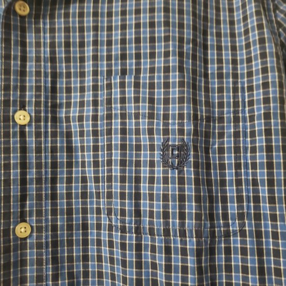 Chaps Buttons down Plaid blue shirt Mens Size L - Picture 6 of 12